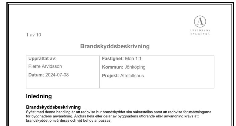 Arvidsson byggbyrå-Brandskyddsbeskrivning